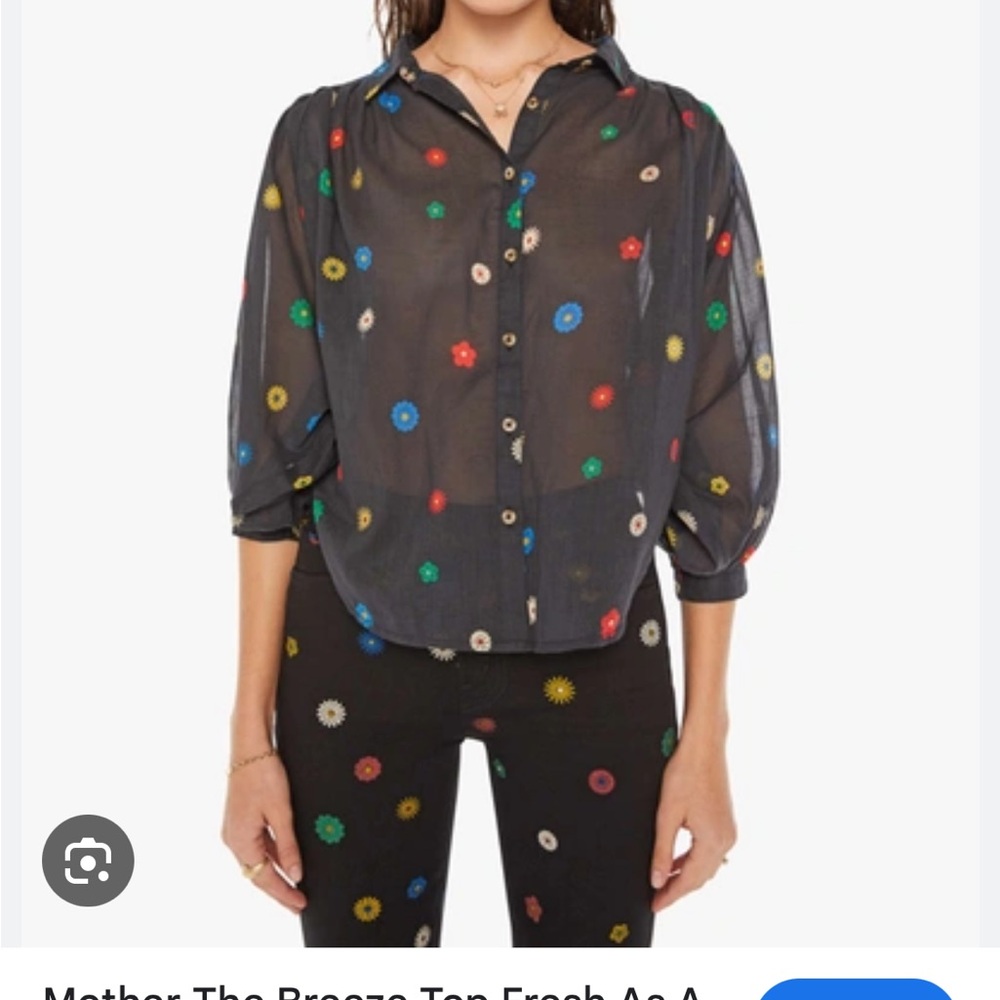 MOTHER Black Floral Blouse